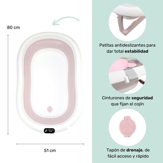Foto 3 | Bañera Para Bebé Ó Tina De Baño Plegable Con Cojín Flotante Anti-deslizante Nap Baby - Rosa