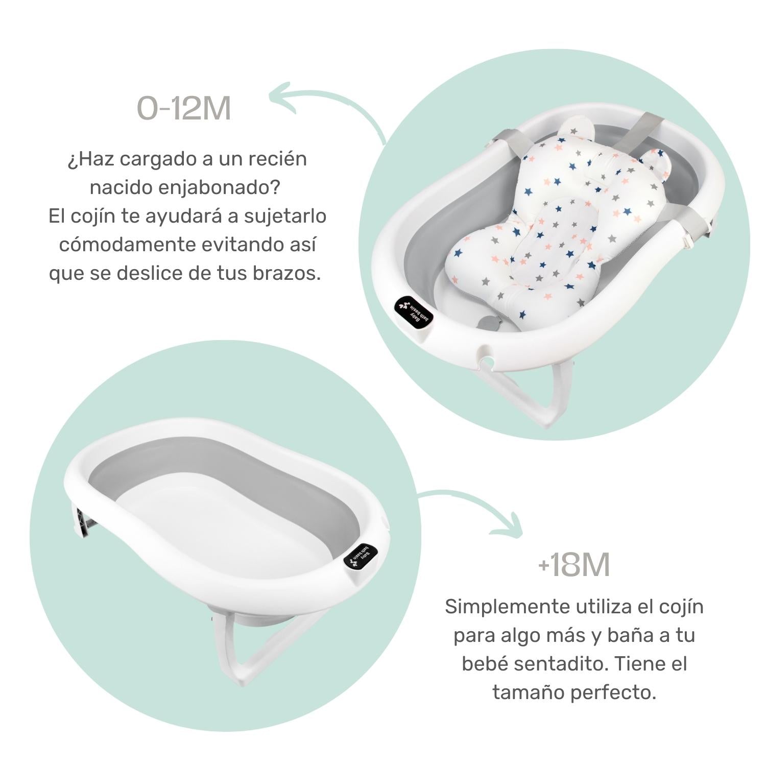 Foto 3 pulgar | Bañera Para Bebé Ó Tina De Baño Plegable Con Cojín Flotante Anti-deslizante Nap Baby - Gris
