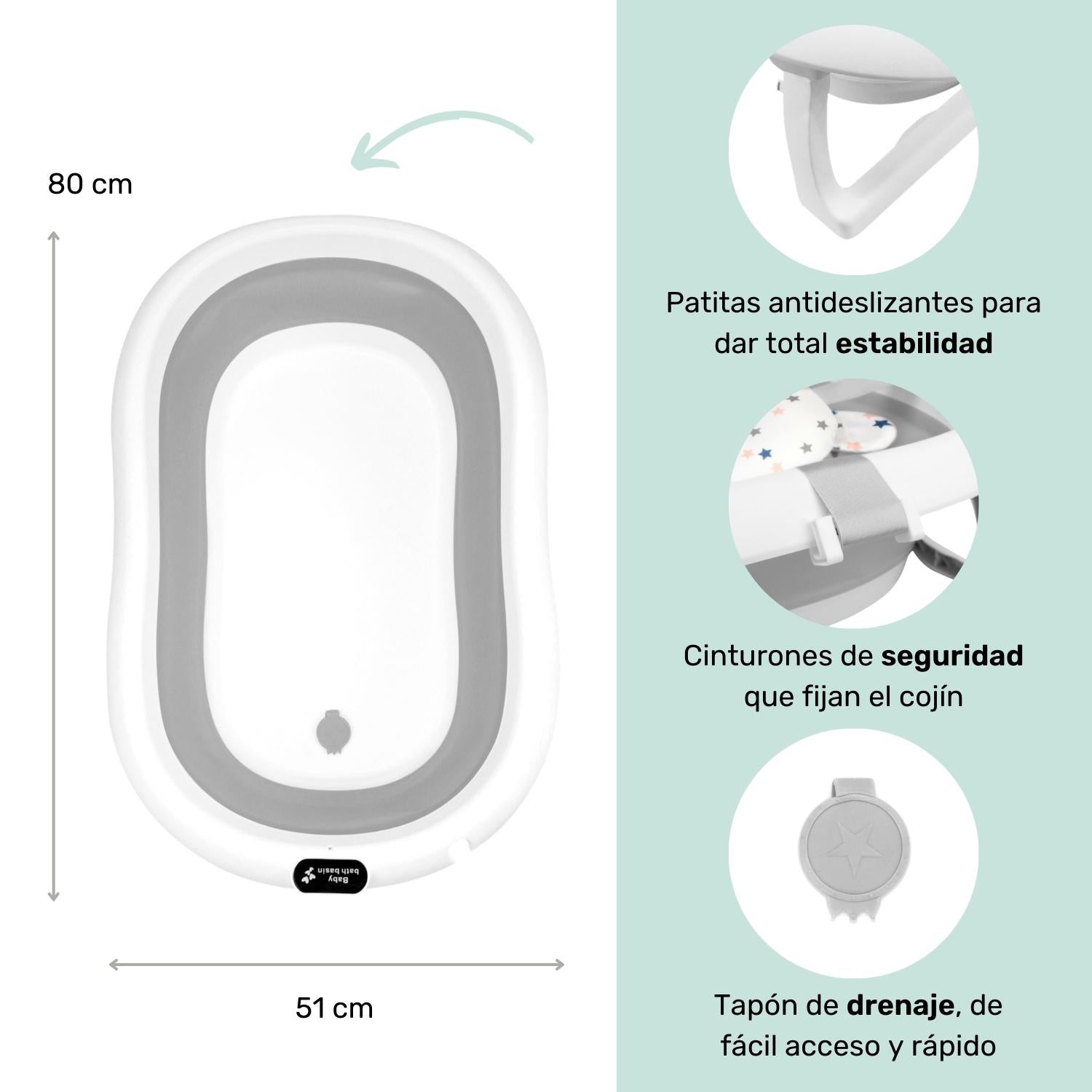 Foto 4 pulgar | Bañera Para Bebé Ó Tina De Baño Plegable Con Cojín Flotante Anti-deslizante Nap Baby - Gris