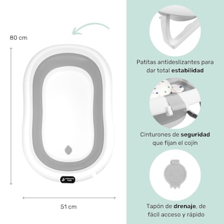 Foto 3 | Bañera Para Bebé Ó Tina De Baño Plegable Con Cojín Flotante Anti-deslizante Nap Baby - Gris