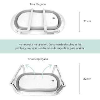 Foto 5 | Bañera Para Bebé Ó Tina De Baño Plegable Con Cojín Flotante Anti-deslizante Nap Baby - Gris