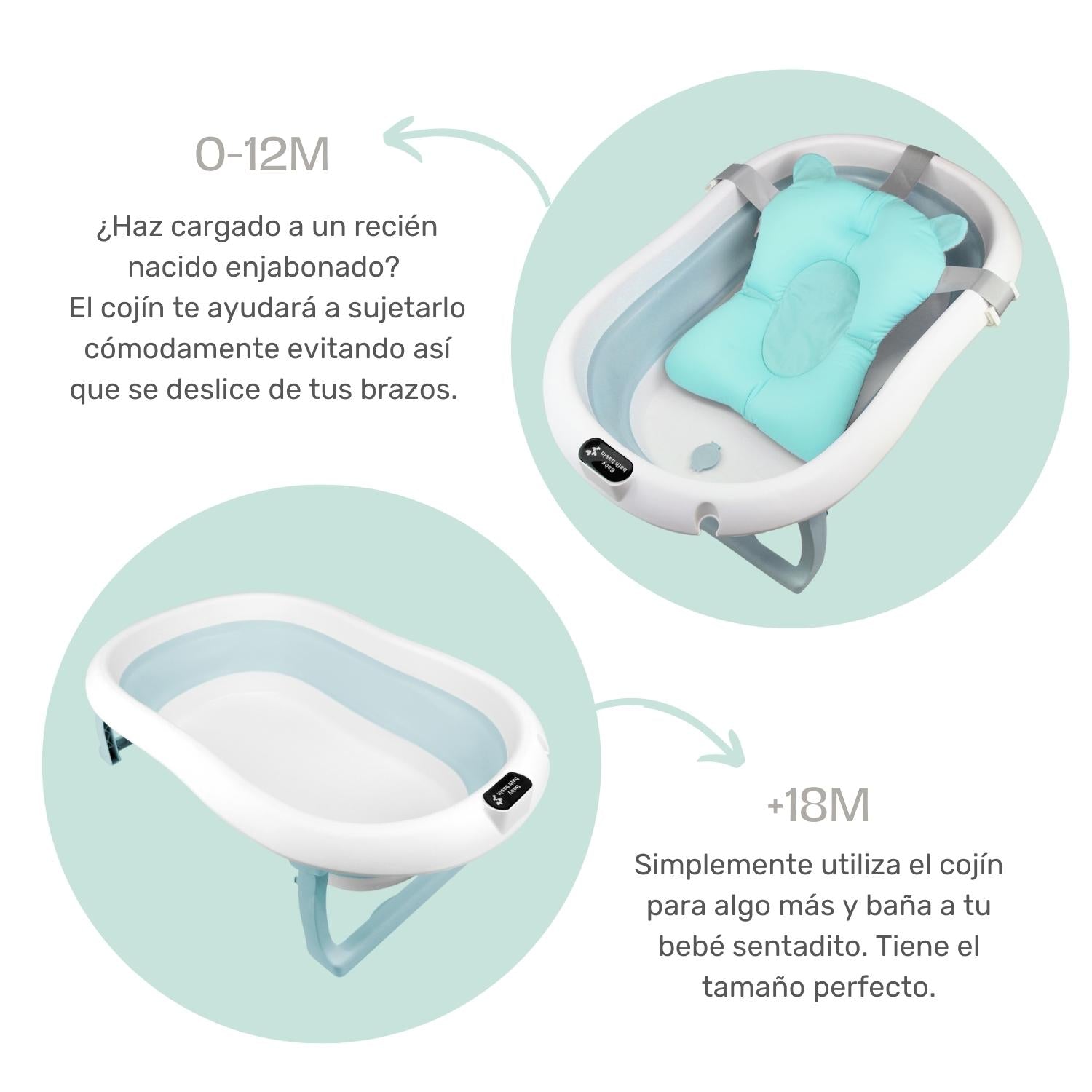 Foto 2 | Bañera Para Bebé Ó Tina De Baño Plegable Con Cojín Flotante Anti-deslizante Nap Baby - Azul
