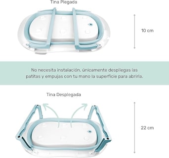 Foto 5 | Bañera Para Bebé Ó Tina De Baño Plegable Con Cojín Flotante Anti-deslizante Nap Baby - Azul