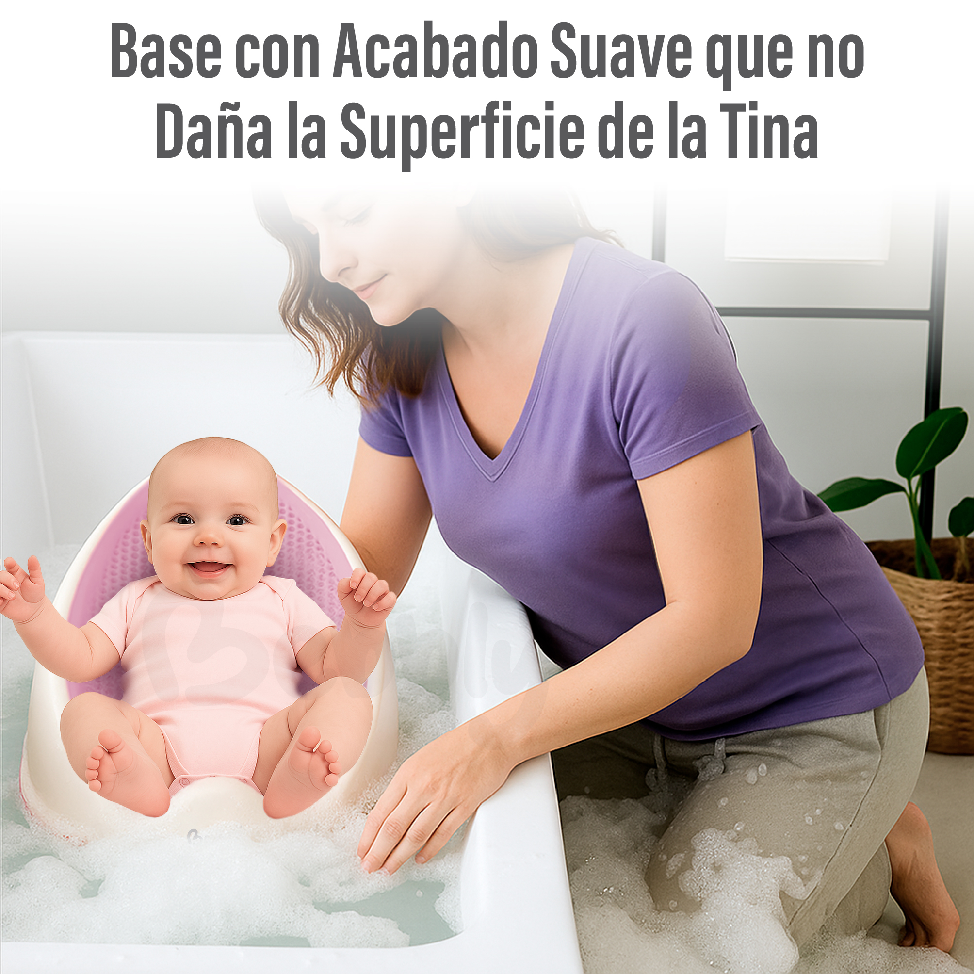 Foto 7 pulgar | Bebbly Soporte Para Bañera De Bebé Antideslizante Con Base Ergonómica Reclinada Para Recién Nacido Ideal Para Baño