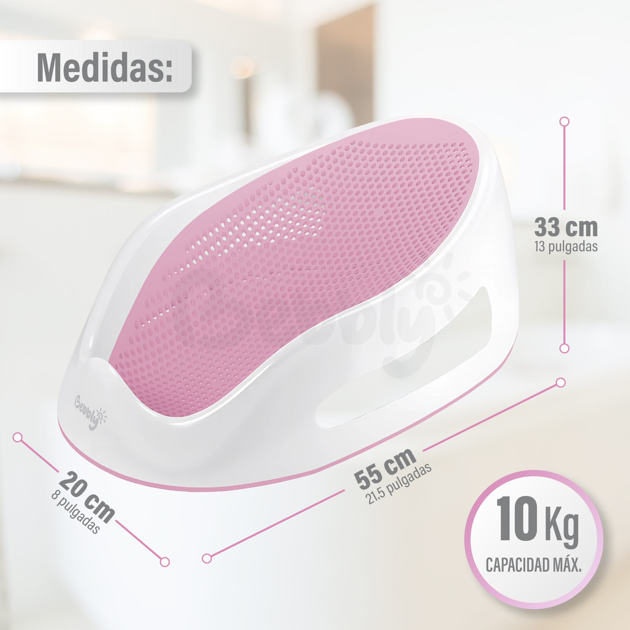 Foto 7 | Bebbly Soporte Para Bañera De Bebé Antideslizante Con Base Ergonómica Reclinada Para Recién Nacido Ideal Para Baño