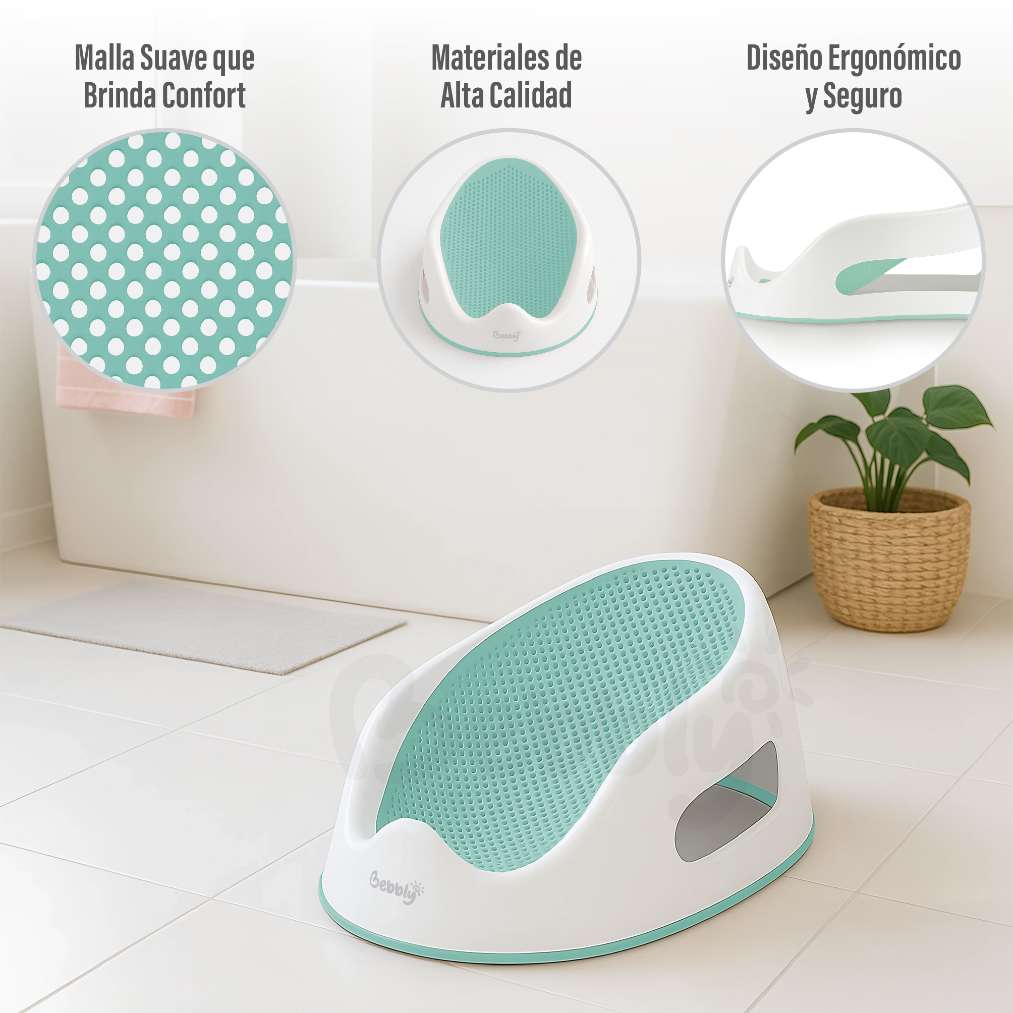 Foto 3 pulgar | Bebbly Soporte Para Bañera De Bebé Antideslizante Con Base Ergonómica Reclinada Para Recién Nacido Ideal Para Baño