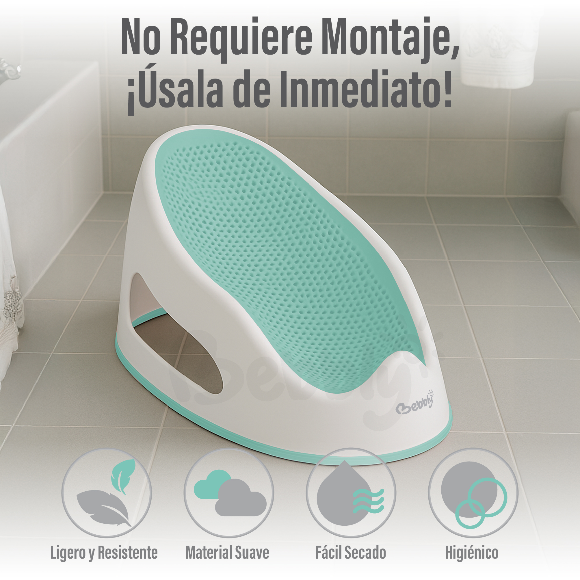 Foto 4 pulgar | Bebbly Soporte Para Bañera De Bebé Antideslizante Con Base Ergonómica Reclinada Para Recién Nacido Ideal Para Baño