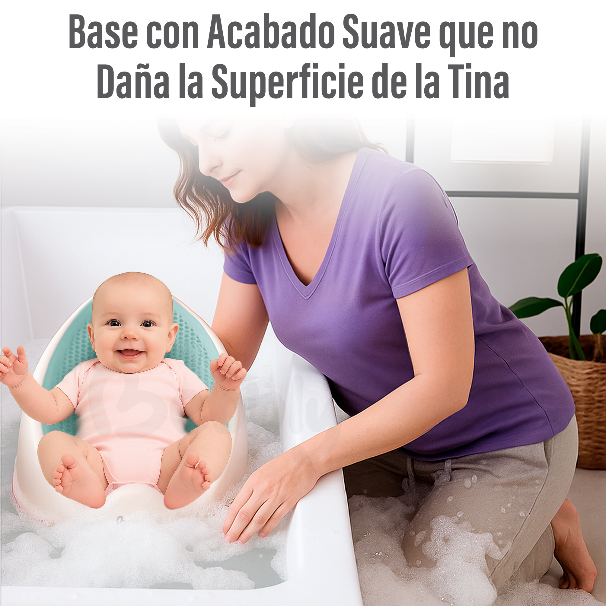 Foto 5 pulgar | Bebbly Soporte Para Bañera De Bebé Antideslizante Con Base Ergonómica Reclinada Para Recién Nacido Ideal Para Baño