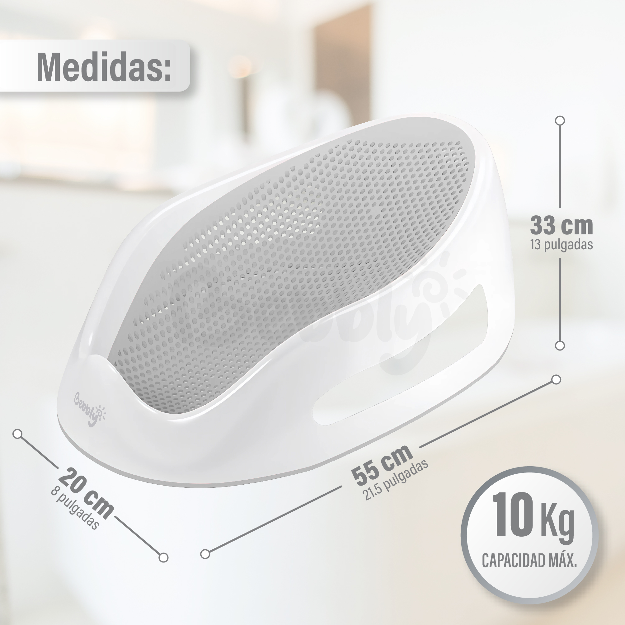 Foto 6 pulgar | Bebbly Soporte Para Bañera De Bebé Antideslizante Con Base Ergonómica Reclinada Para Recién Nacido Ideal Para Baño