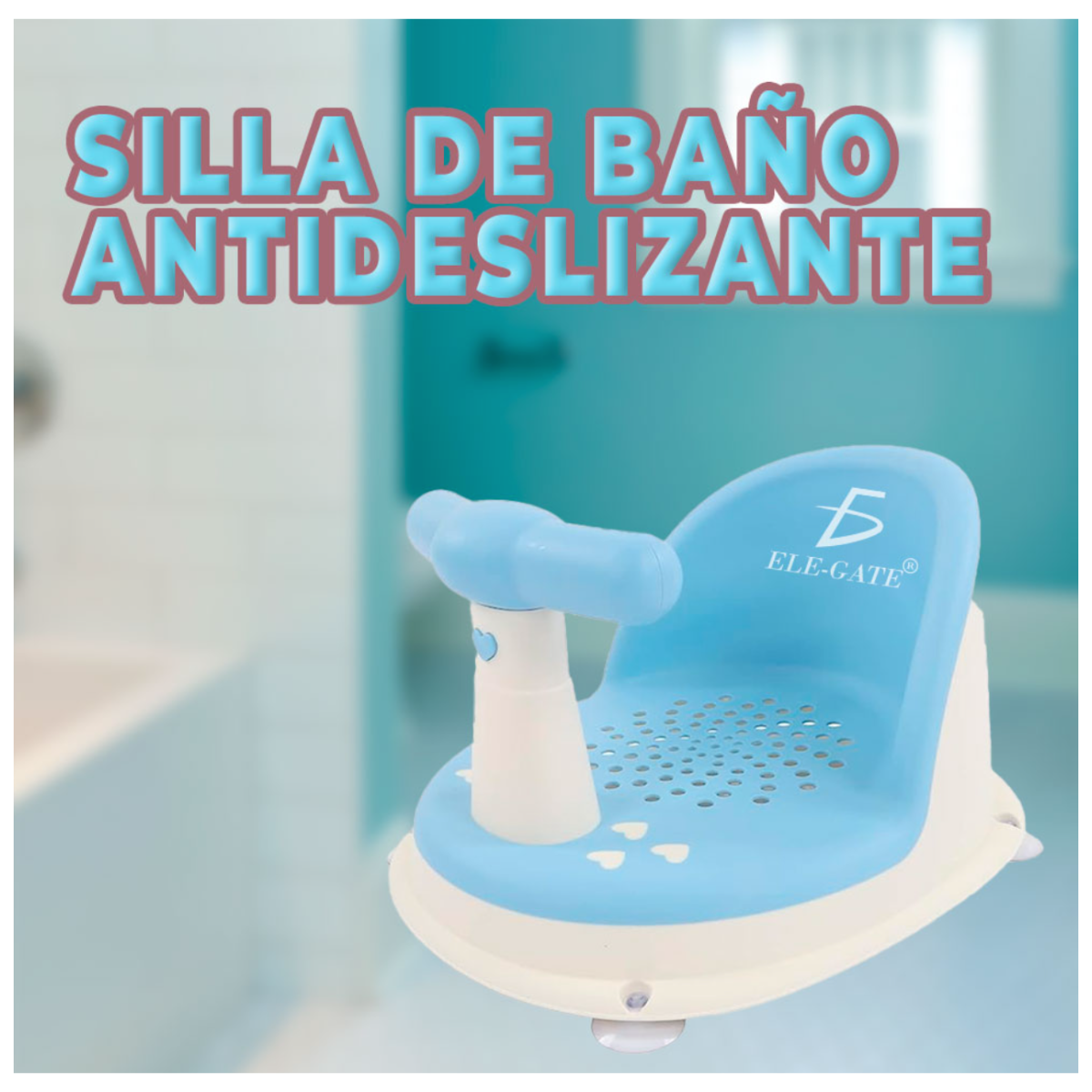 Foto 3 pulgar | Asiento de Baño para Bebé Azul con Respaldo y Ventosas Antideslizantes