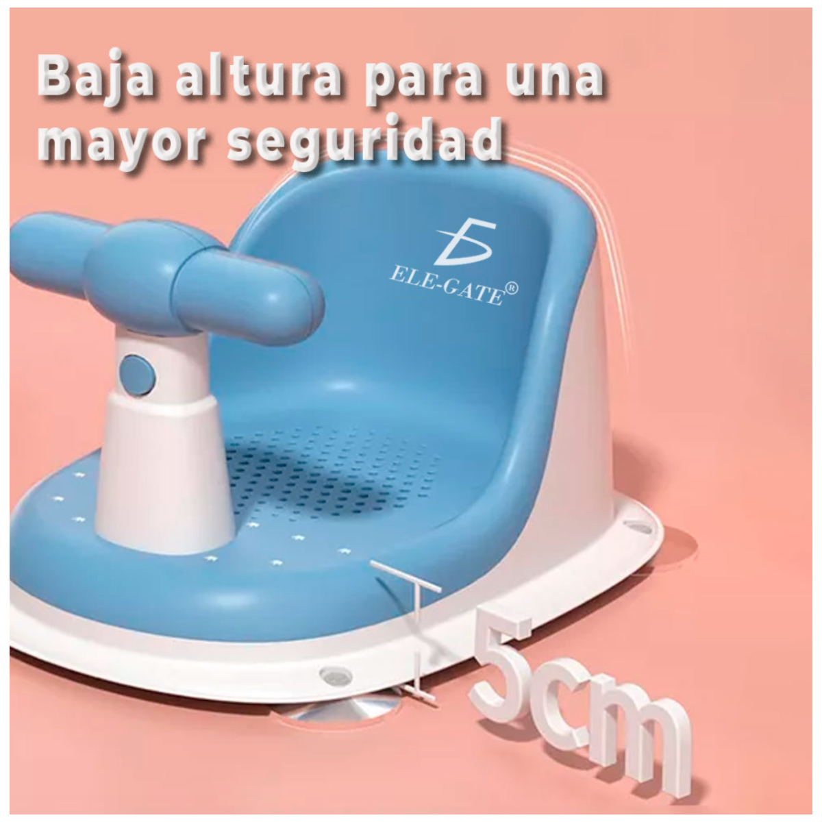 Foto 4 pulgar | Asiento de Baño para Bebé Azul con Respaldo y Ventosas Antideslizantes