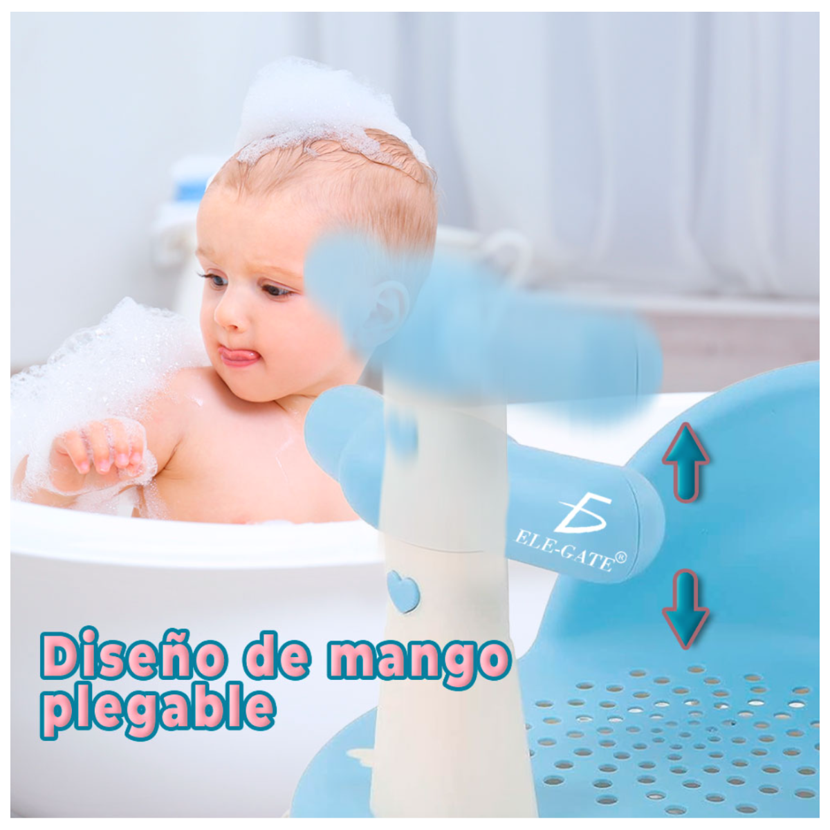 Foto 9 pulgar | Asiento de Baño para Bebé Azul con Respaldo y Ventosas Antideslizantes