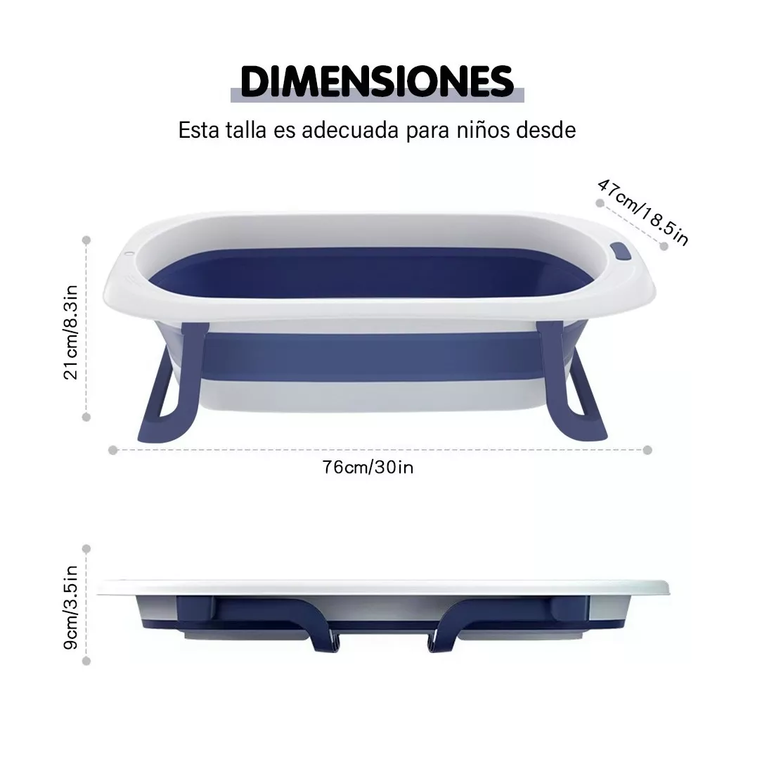 Foto 4 | Bañera para Bebé Belug color Azul Plegable con Cojín y Termómetro