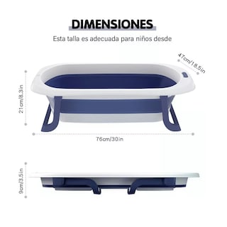 Foto 4 | Bañera para Bebé Belug color Azul Plegable con Cojín y Termómetro