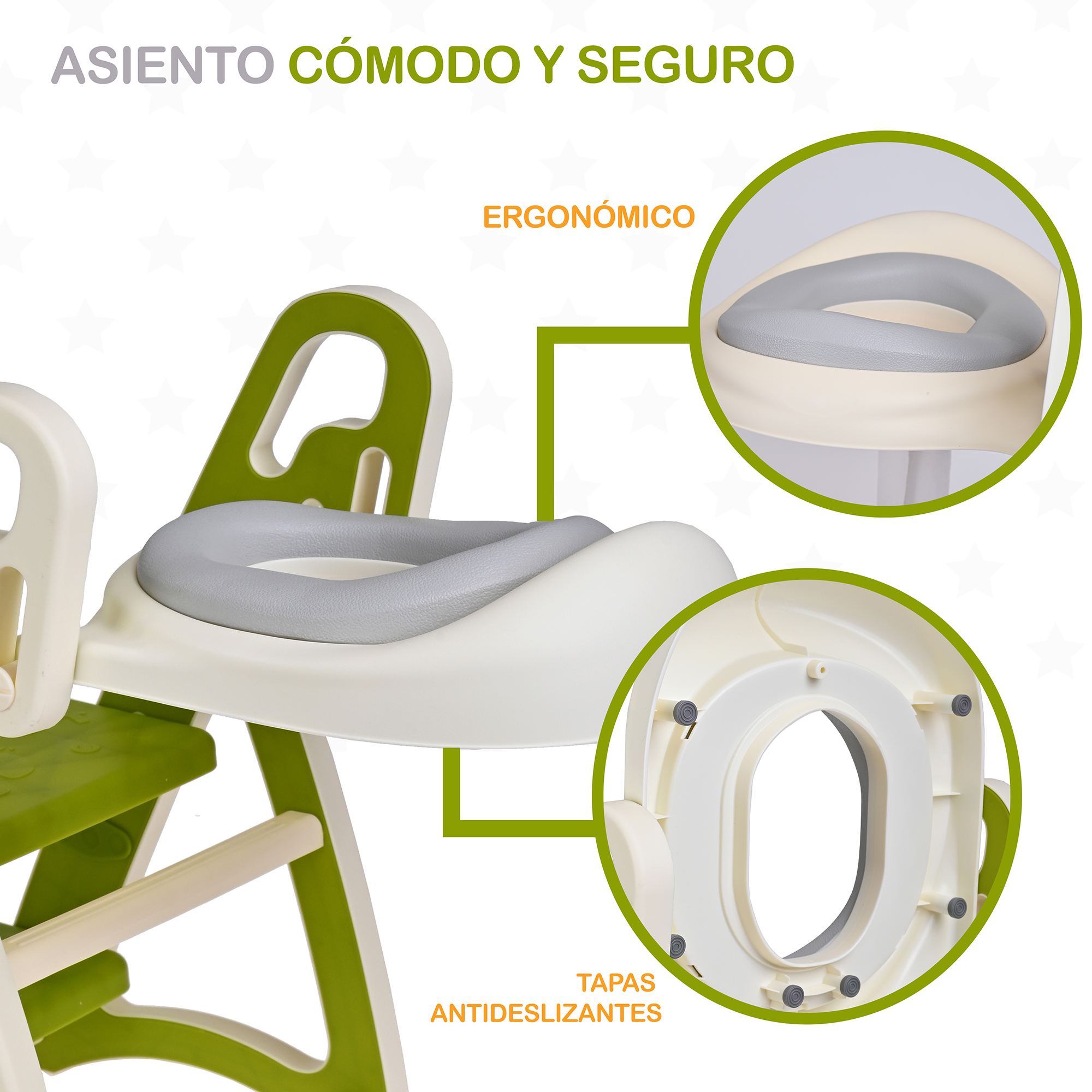 Foto 5 pulgar | Asiento Entrenador de Baño EKE Life Home para Niños con Escalera y Agarradera Verde