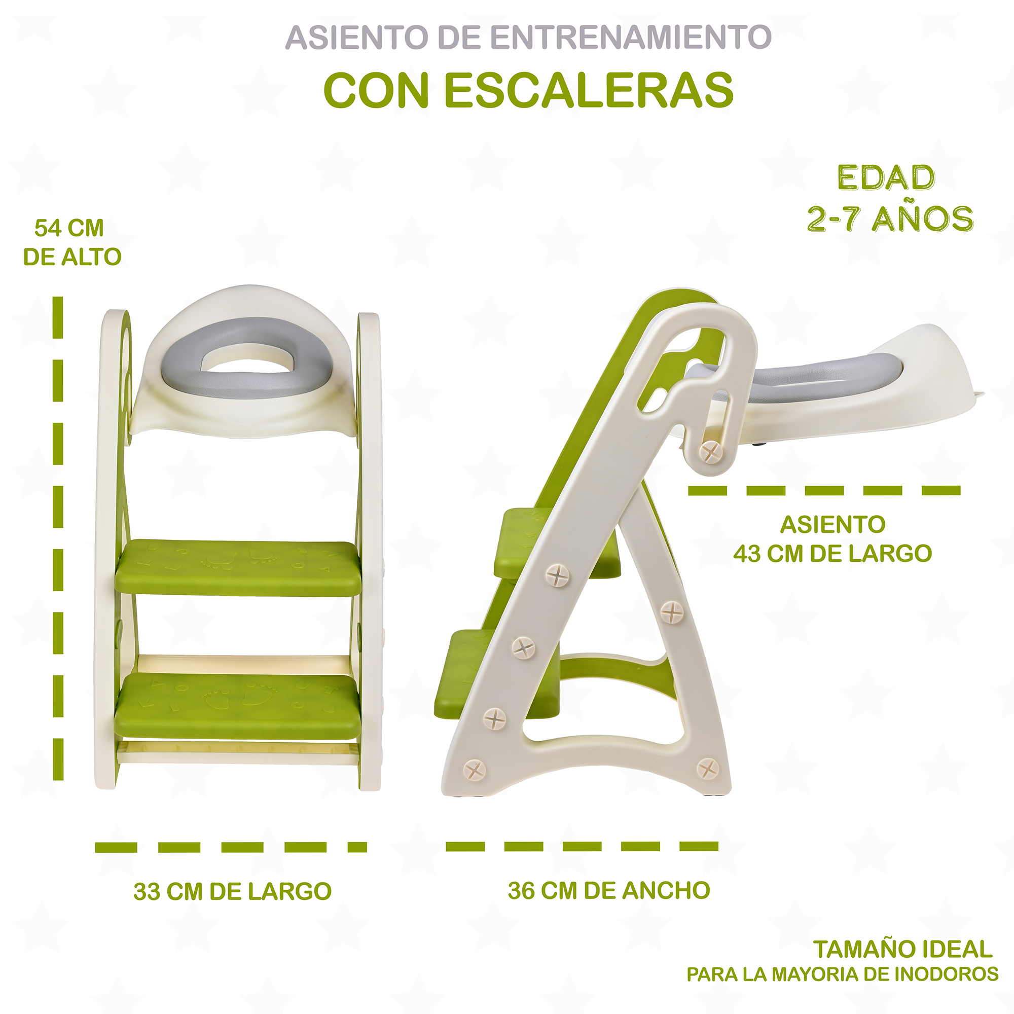Foto 8 | Asiento Entrenador de Baño EKE Life Home para Niños con Escalera y Agarradera Verde