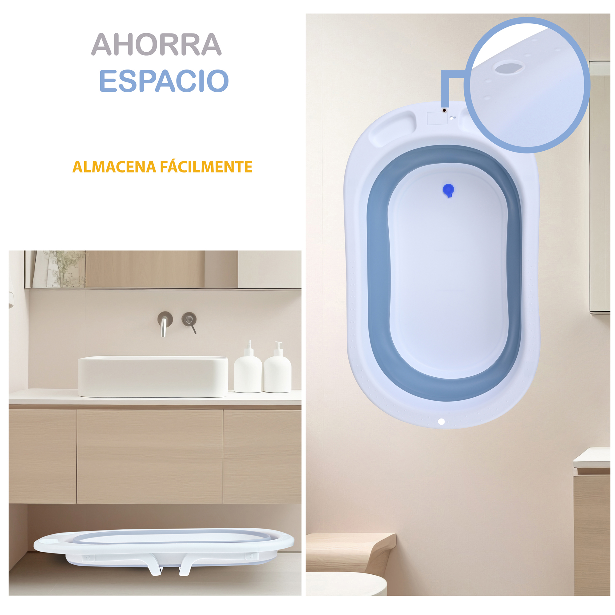 Foto 7 pulgar | Bañera Plegable EKE Life Home para Bebé más Cojín Azul