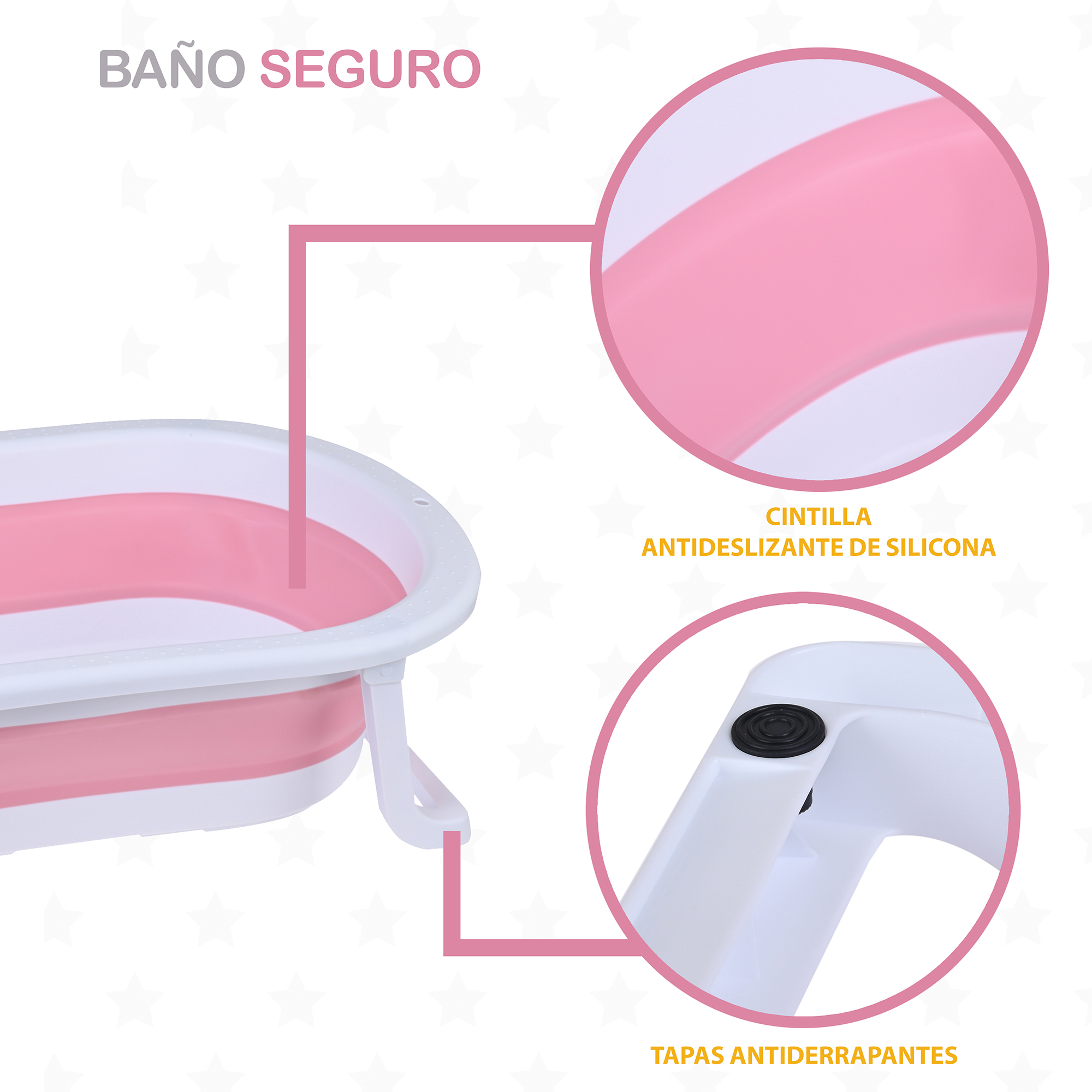 Foto 7 pulgar | Bañera Plegable para Bebé más Cojín Rosa