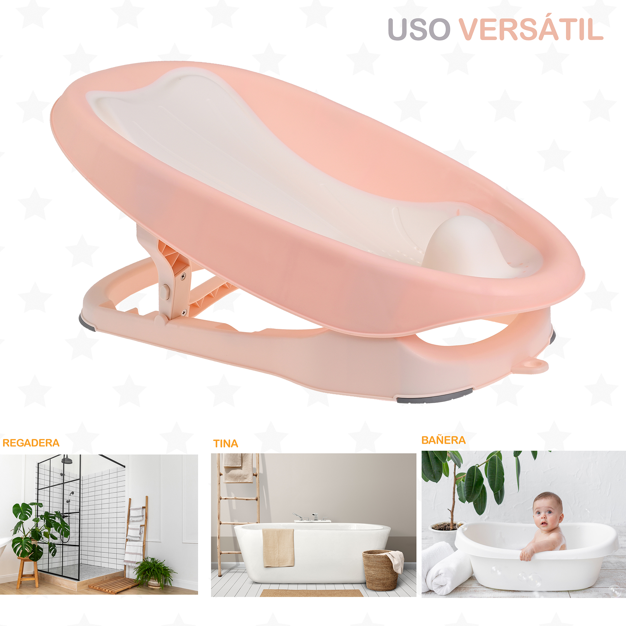 Foto 5 pulgar | Asiento Soporte de Baño para Tina Práctico Ergonómico EKE Life Home Rosa para Bebé