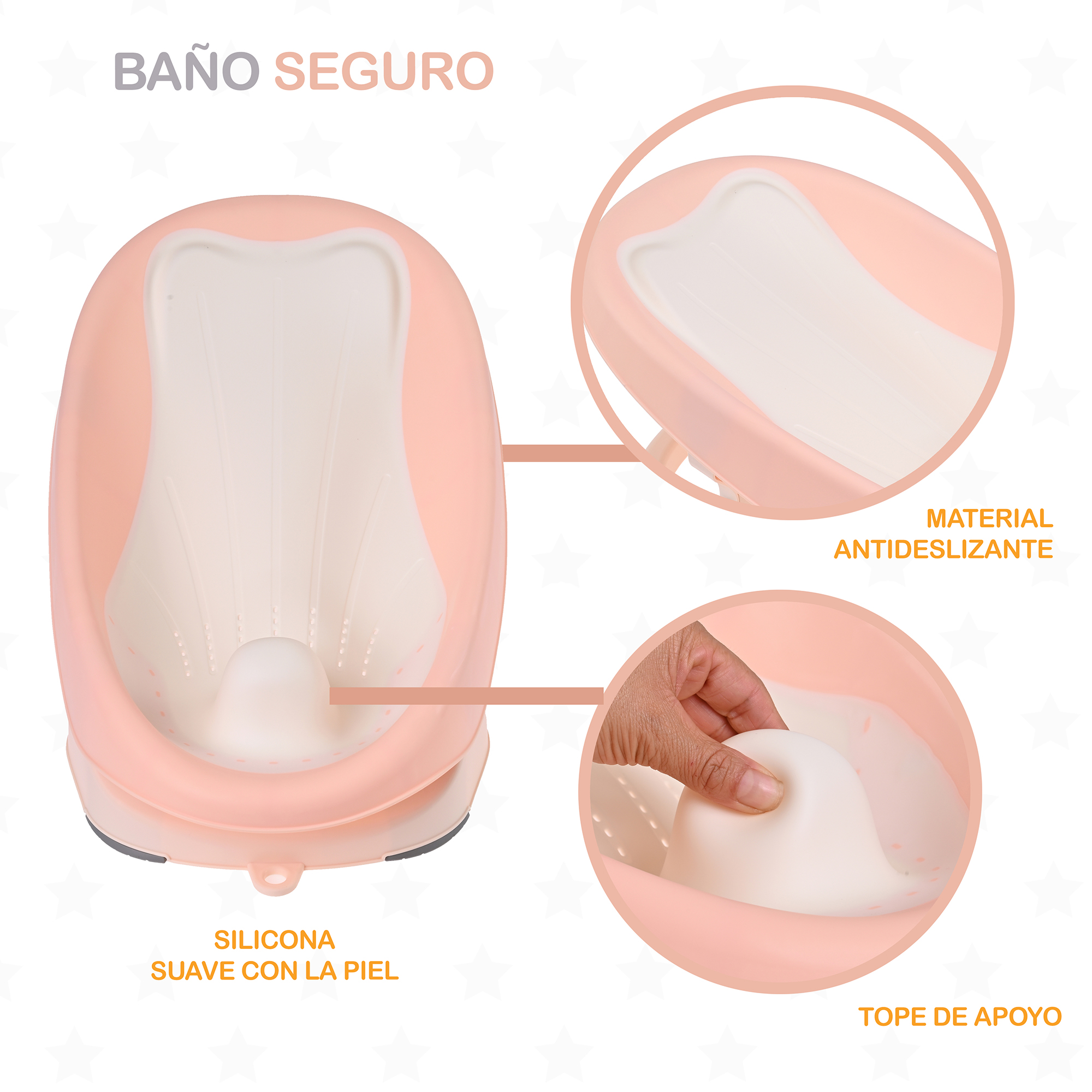 Foto 6 pulgar | Asiento Soporte de Baño para Tina Práctico Ergonómico EKE Life Home Rosa para Bebé