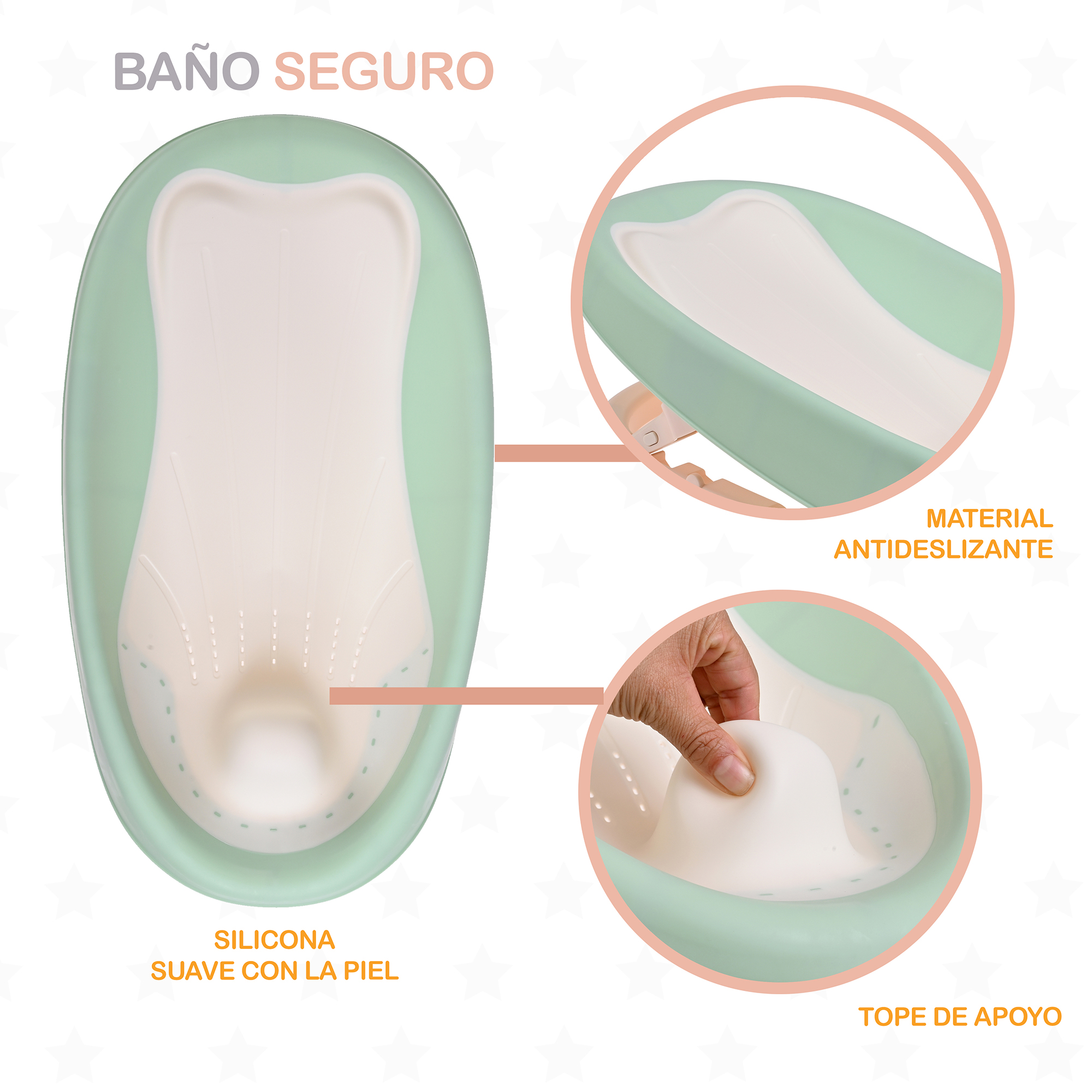 Foto 6 pulgar | Asiento Soporte de Baño para Tina Práctico Ergonómico EKE Life Home Verde para Bebé