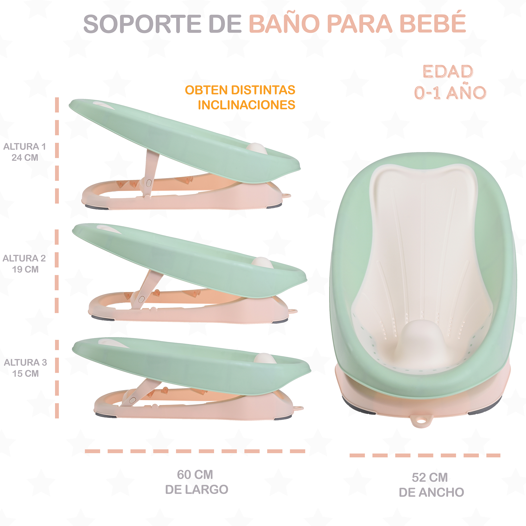 Foto 9 pulgar | Asiento Soporte de Baño para Tina Práctico Ergonómico EKE Life Home Verde para Bebé