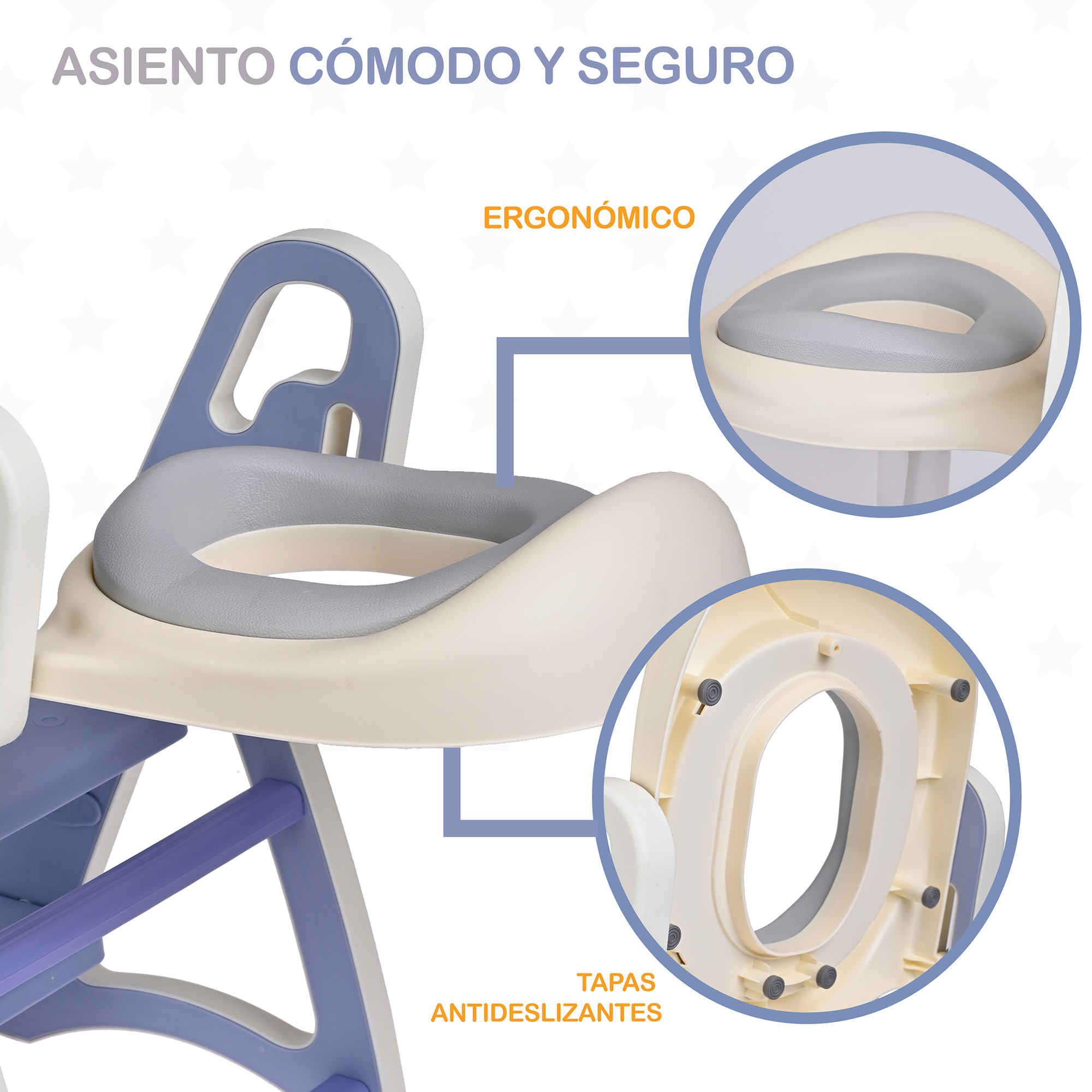 Foto 4 | Asiento Entrenador de Baño EKE Life Home para Niños con Escalera y Agarradera Azul