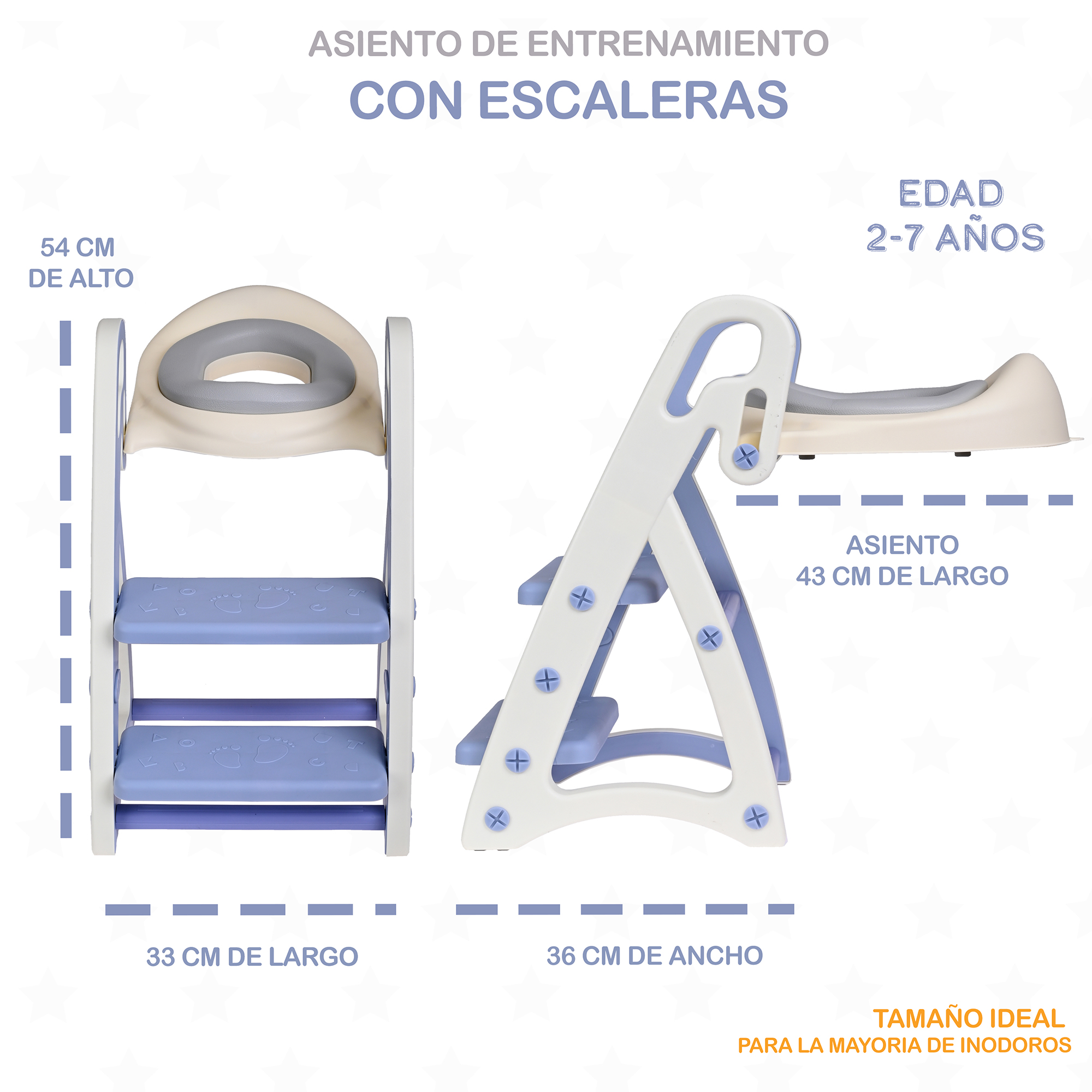 Foto 9 pulgar | Asiento Entrenador de Baño EKE Life Home para Niños con Escalera y Agarradera Azul