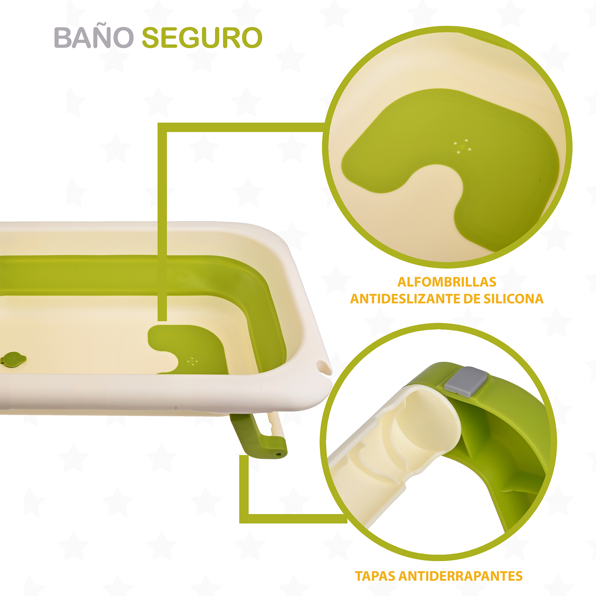 Foto 6 pulgar | Bañera Plegable Tina con Termómetro Digital Portátil Verde para Bebés