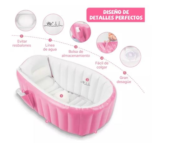 Foto 4 pulgar | Tina de Baño Plegable Wünd Rosa con Bomba y Juguete