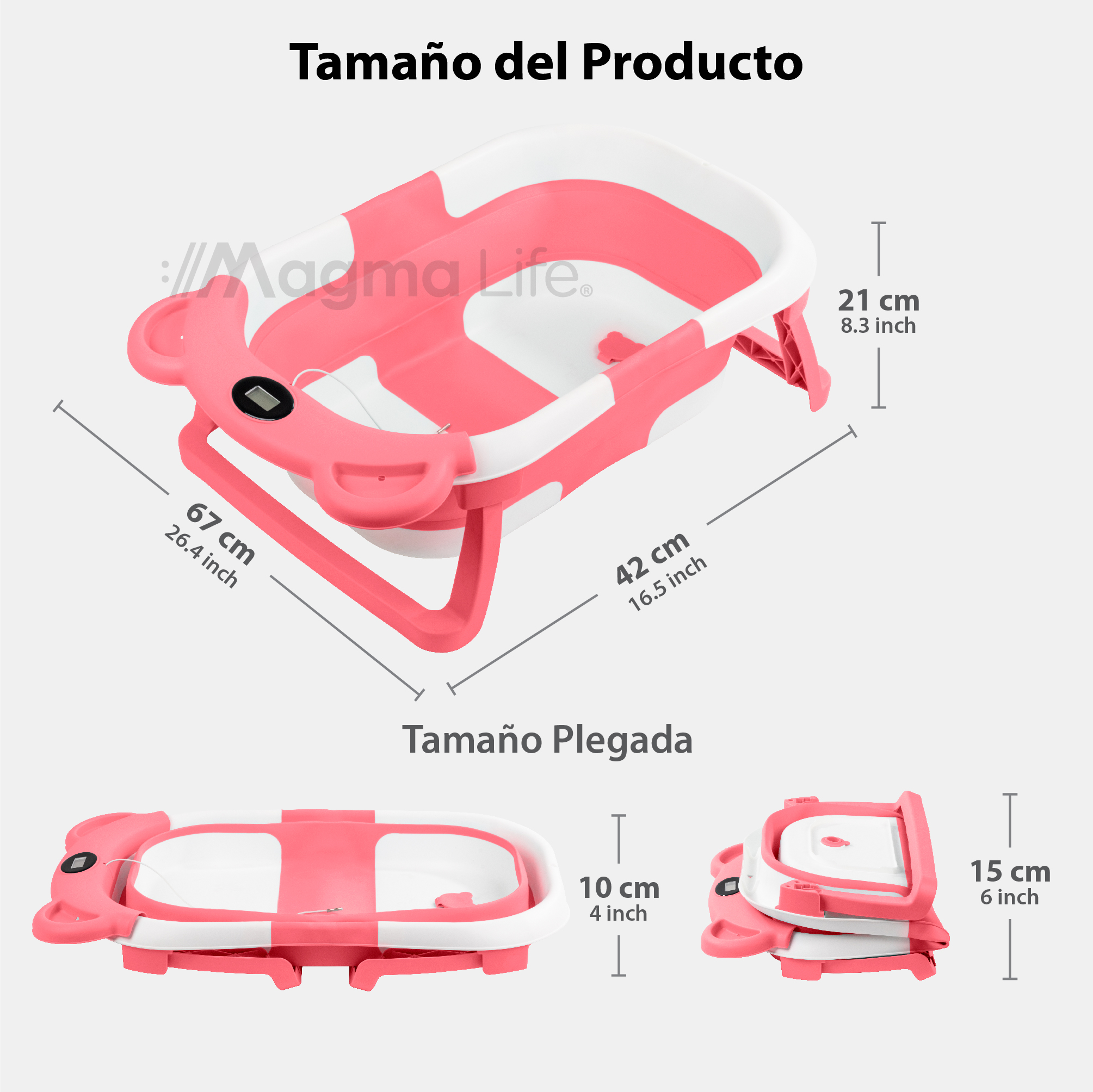 Foto 5 | Bañera para Bebé Magma Life on Sensor de Temperatura y Cojín Antideslizante