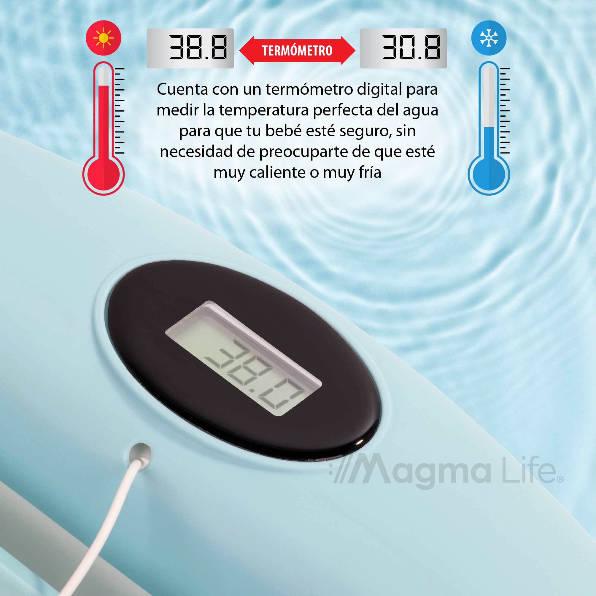 Foto 2 | Bañera para Bebé Magma Life con Sensor de Temperatura y Cojín Antideslizante