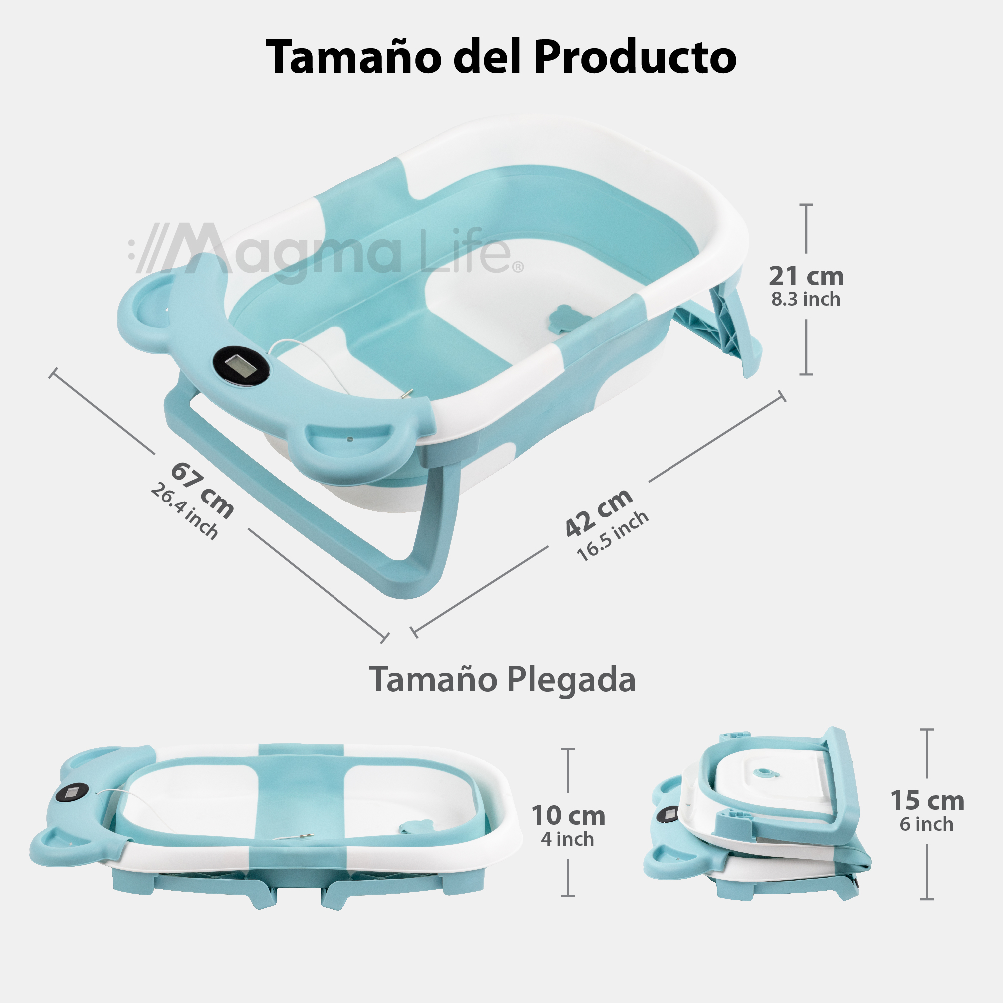 Foto 5 pulgar | Bañera para Bebé Magma Life con Sensor de Temperatura y Cojín Antideslizante