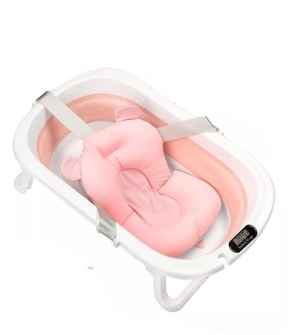 Bañera Tina de Baño Wünd Plegable Portátil con Almohada para Bebé color Rosa Liso $1,731