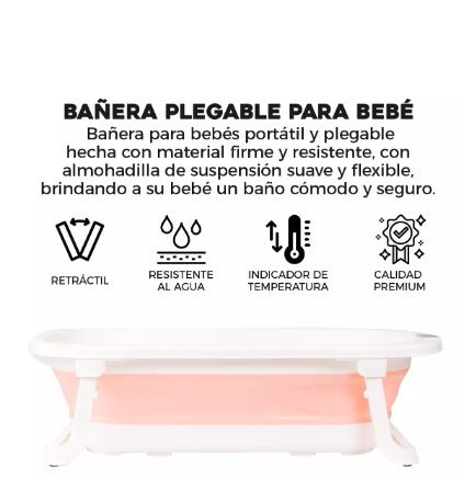 Foto 4 pulgar | Bañera Tina de Baño Wünd Plegable Portátil con Almohada para Bebé color Rosa Liso