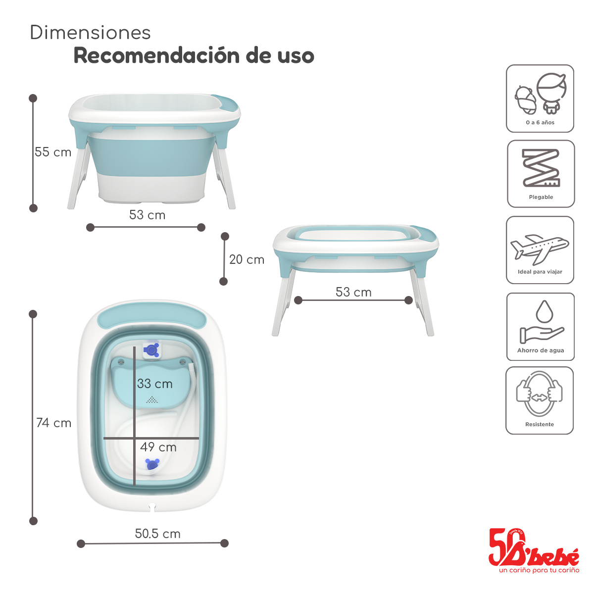 Foto 4 | Bañera Plegable D'bebé Bubbles Verde