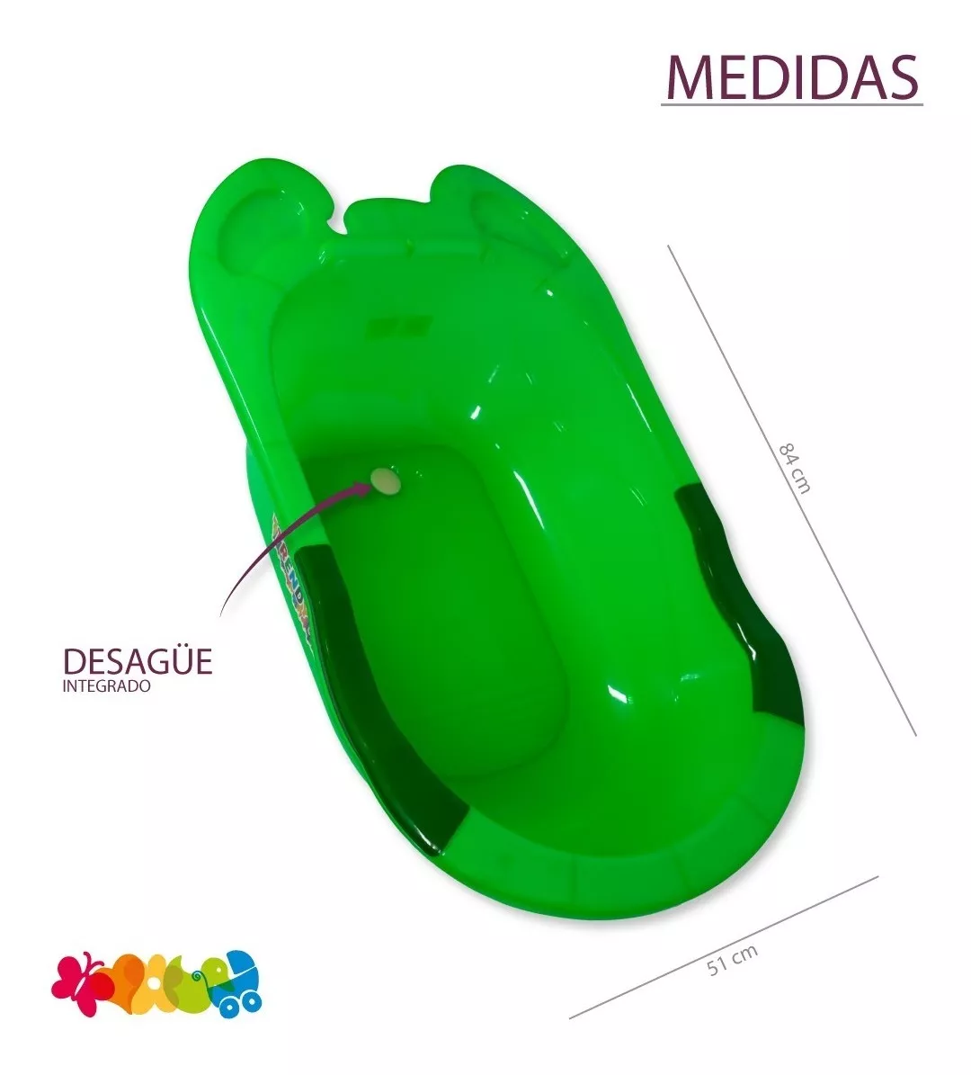 Foto 4 pulgar | Bañera Tina para Bebé Trendy Kids Verde Ergonómica con Desagüe