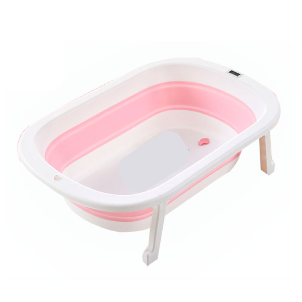 Tina De Baño Con Soporte Y Termómetro De Agua Plegable Y Portátil Para Bebé Color Rosa.