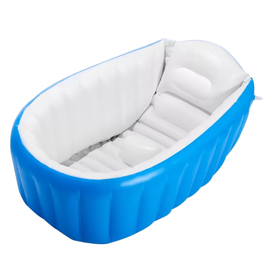 Bañera Inflable Para Bebés Portátil Tina Plegable Con Bomba Color Azul $728