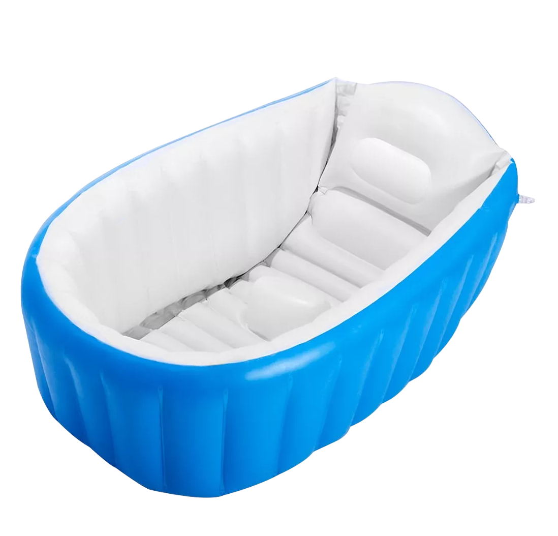 Bañera Inflable Para Bebés Portátil Tina Plegable Con Bomba Color Azul