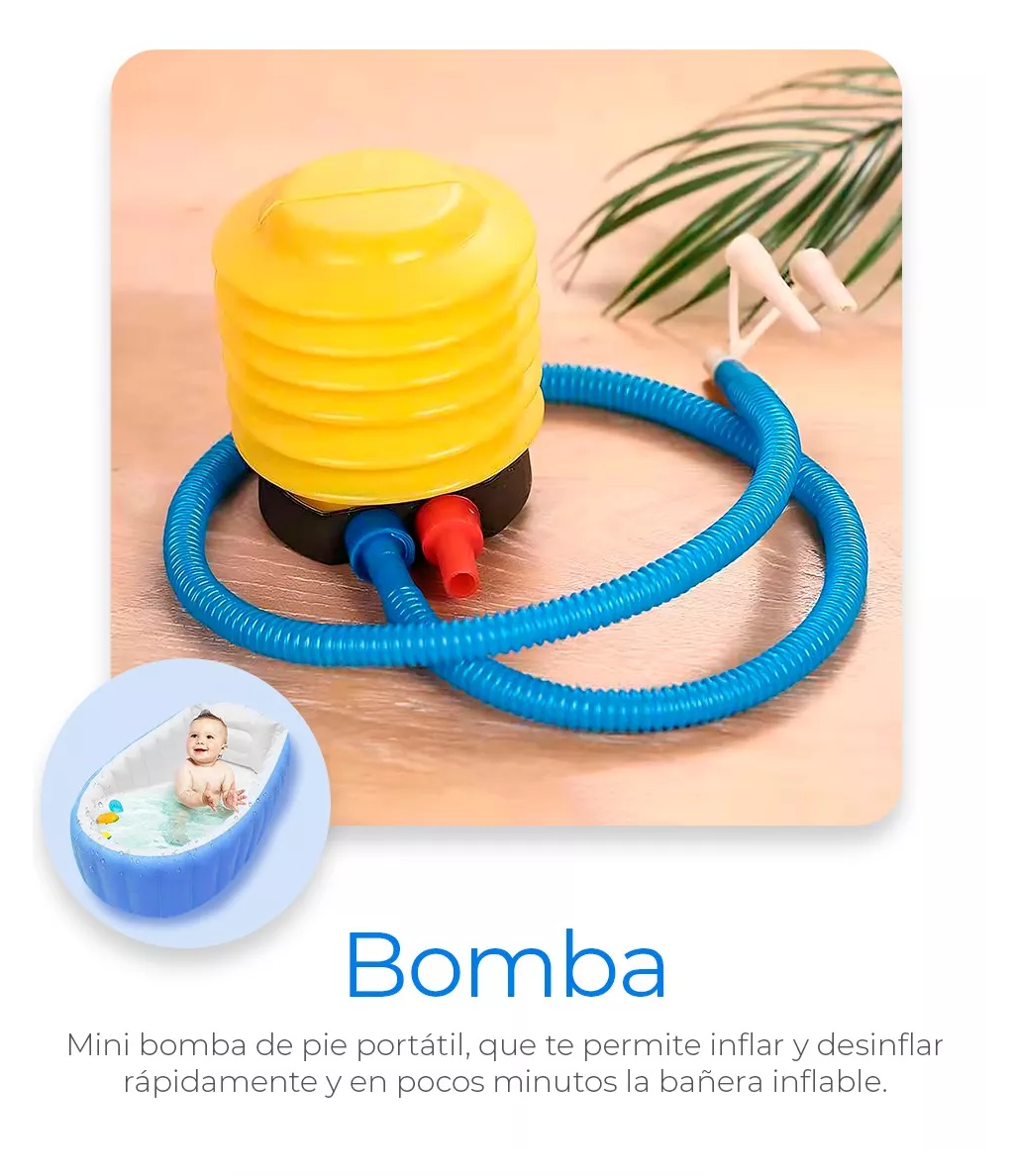 Foto 6 pulgar | Bañera Inflable Para Bebés Portátil Tina Plegable Con Bomba Color Azul