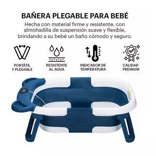 Foto 2 | Bañera de Bebé Portátil Plegable Con Termómetro Eo Safe Imports Esi-17307 Azul