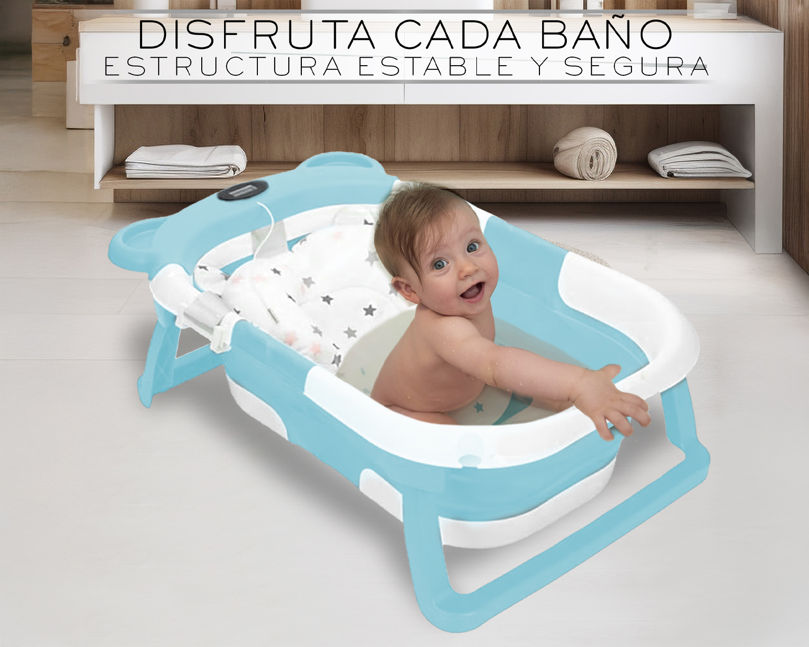 Foto 3 | Bañera Plegable Para Bebé Basitex Color Azul