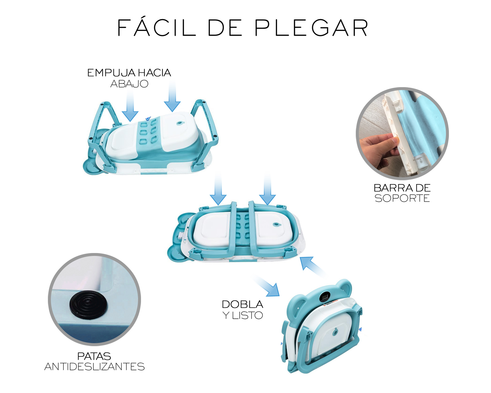 Foto 4 | Bañera Plegable Para Bebé Basitex Color Azul