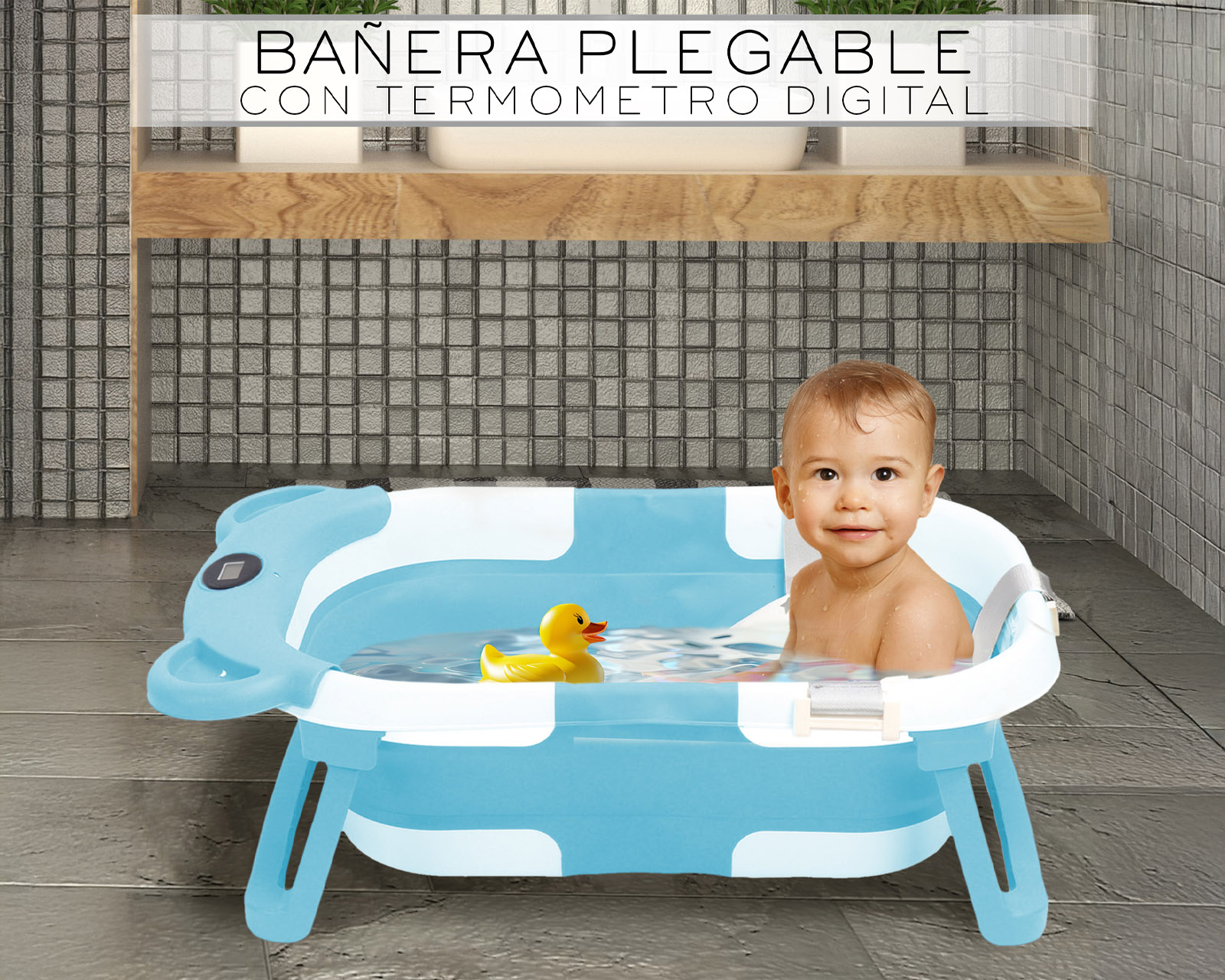 Foto 5 | Bañera Plegable Para Bebé Basitex Color Azul
