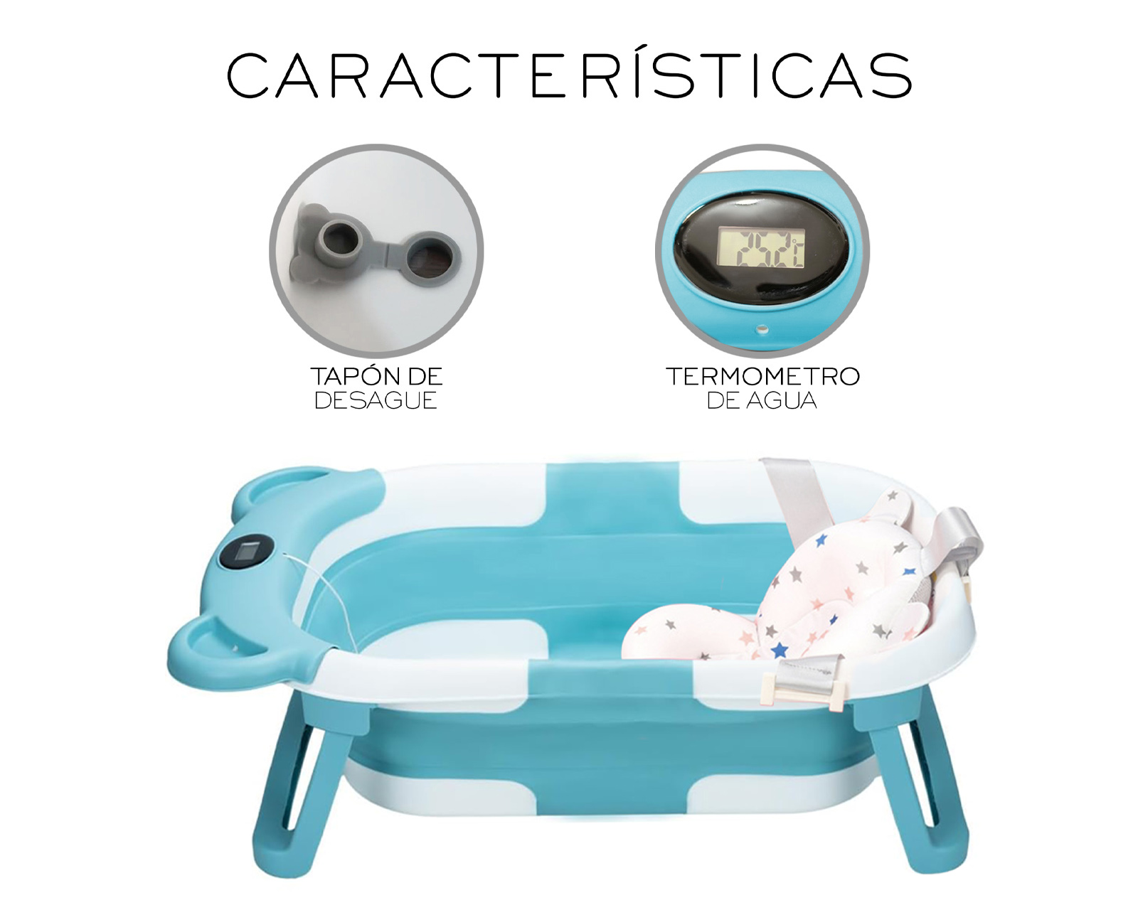 Foto 7 | Bañera Plegable Para Bebé Basitex Color Azul