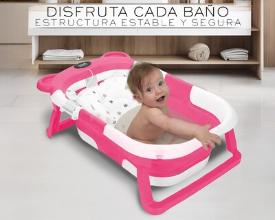 Foto 3 | Bañera Plegable Para Bebé Basitex Color Rosa