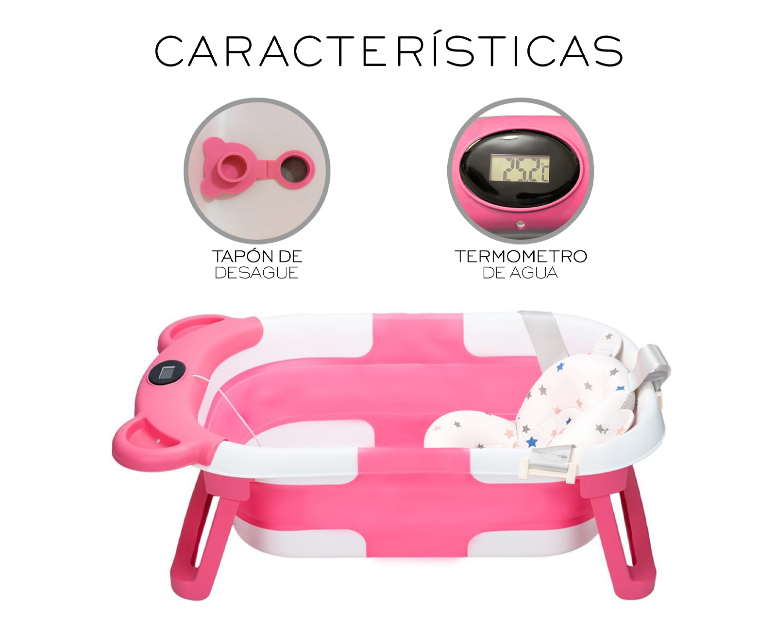 Foto 5 | Bañera Plegable Para Bebé Basitex Color Rosa