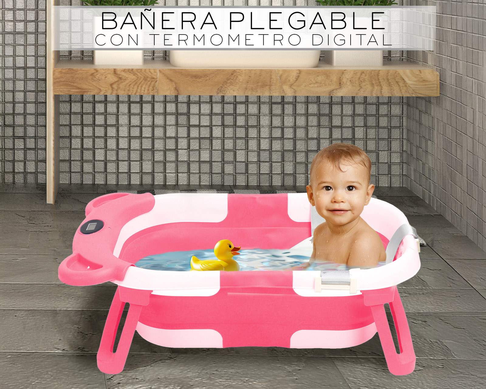Foto 7 pulgar | Bañera Plegable Para Bebé Basitex Color Rosa