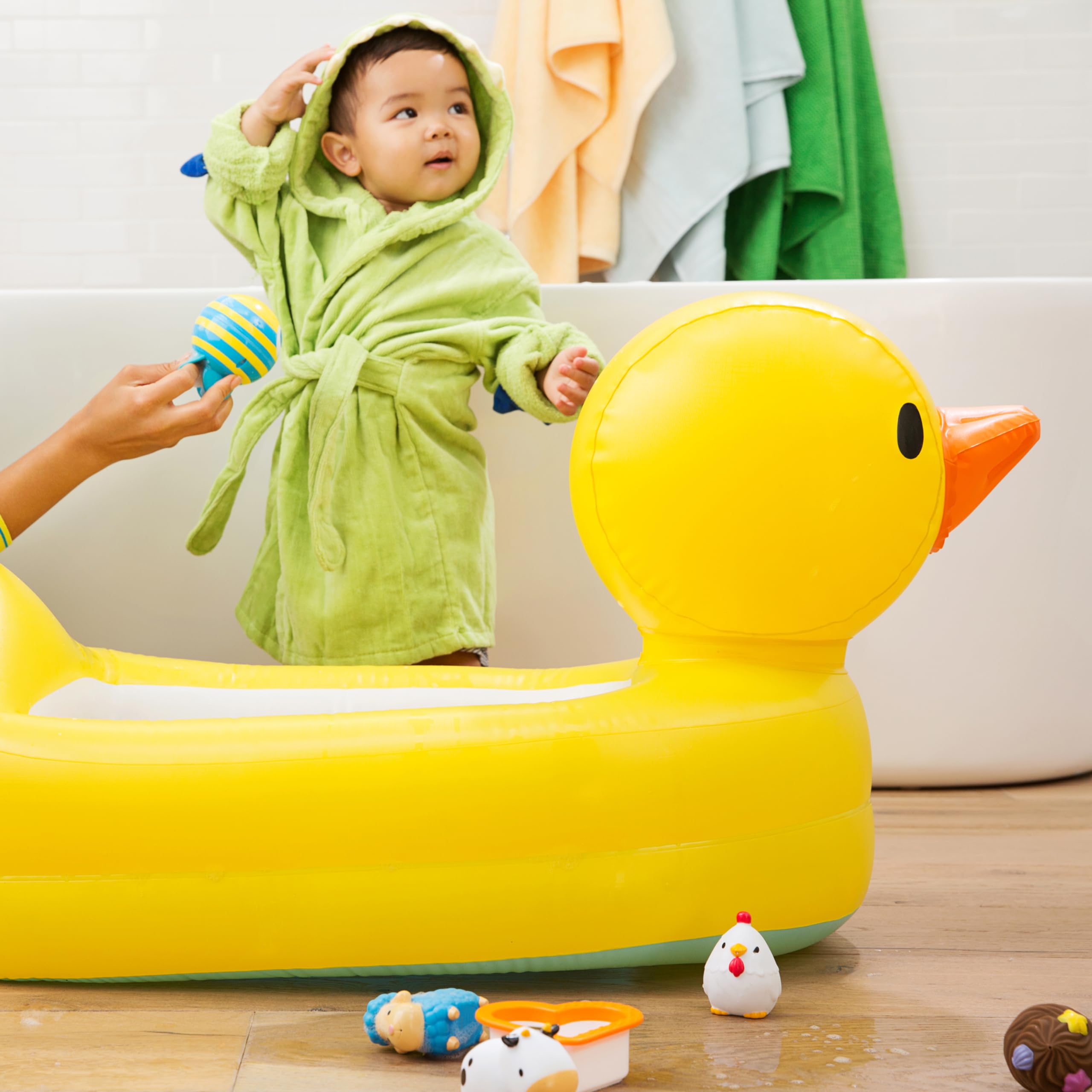 Foto 5 pulgar | Bañera Inflable Para Bebés Munchkin Duck Con Alerta De Calor Azul - Venta Internacional.